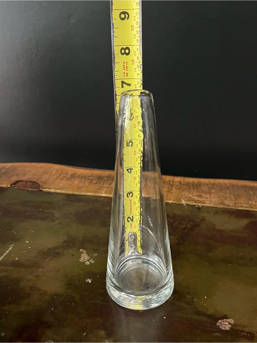 Hand Blown Clear Art Glass Conical Bud Vase Minimalist Art Glass 7
